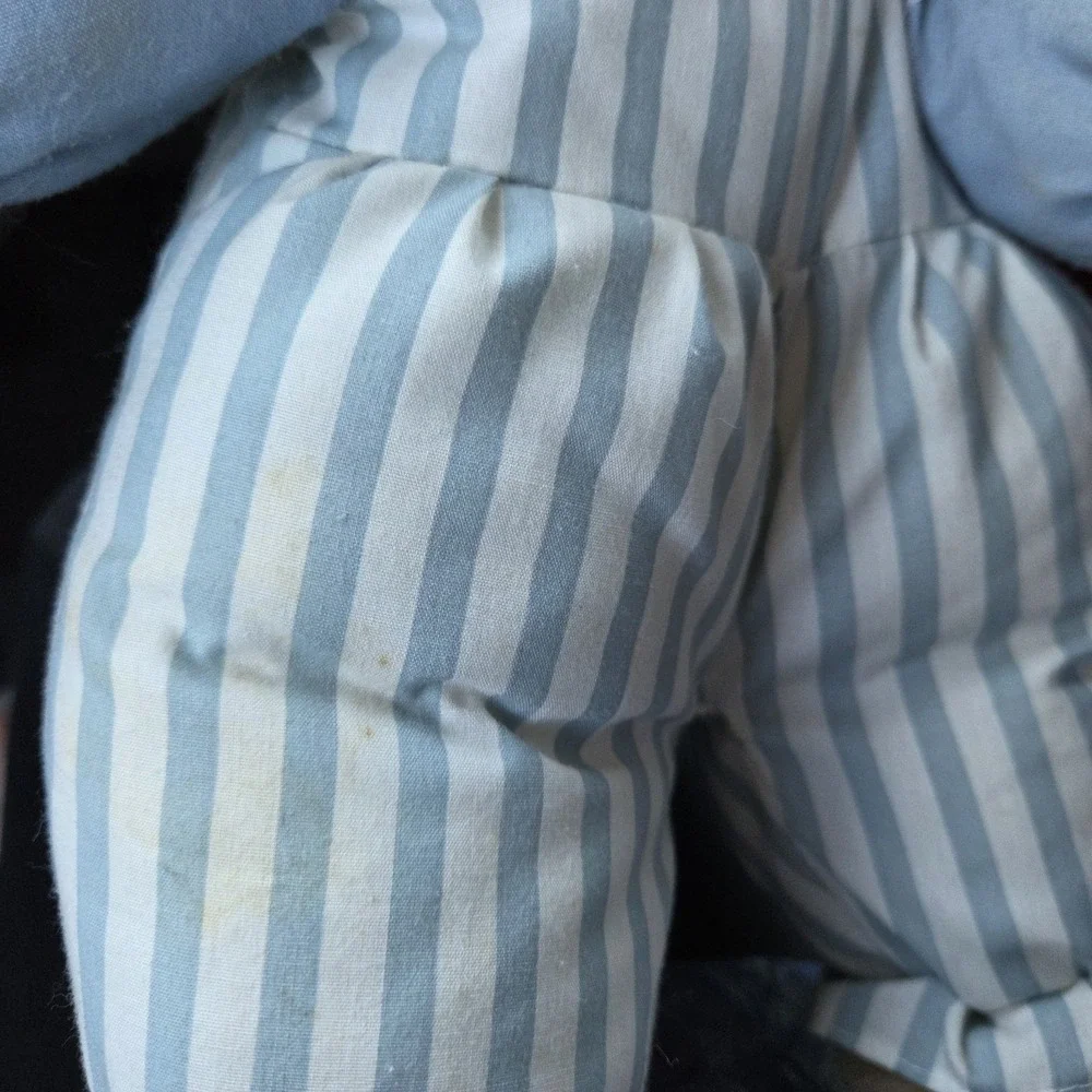 VTG Cuddle Wit Teddy Bear Plush Toy Blue Striped Romper Lace Collar Stuffed Rare